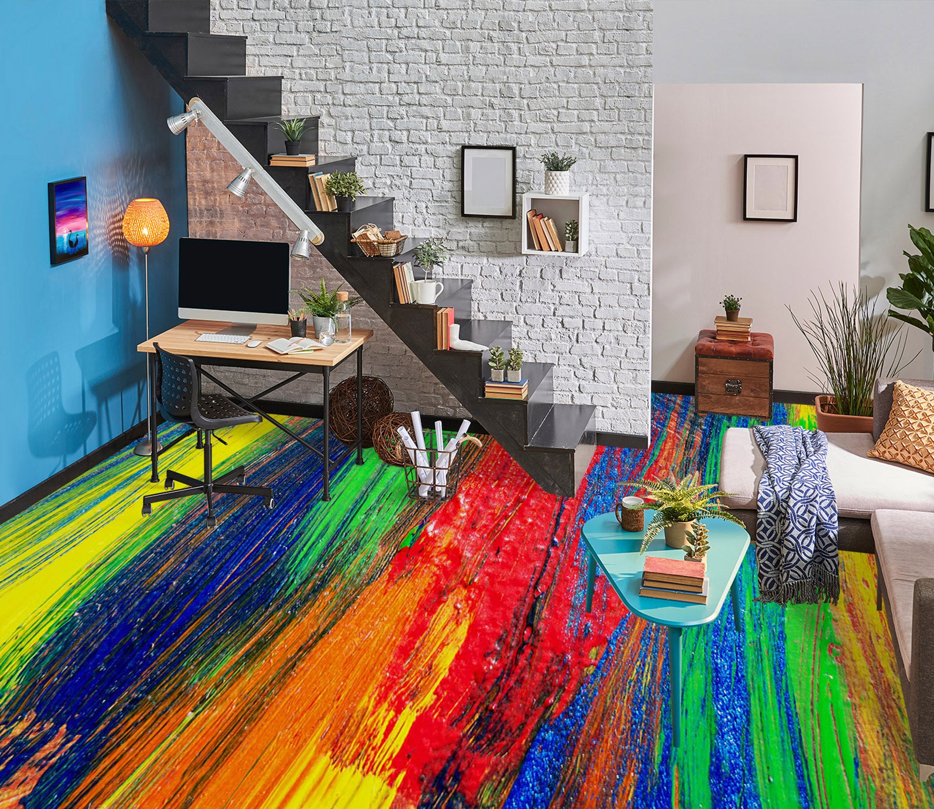 3D Rich Colorful Paints 1251 Floor Mural  Wallpaper Murals Self-Adhesive Removable Print Epoxy