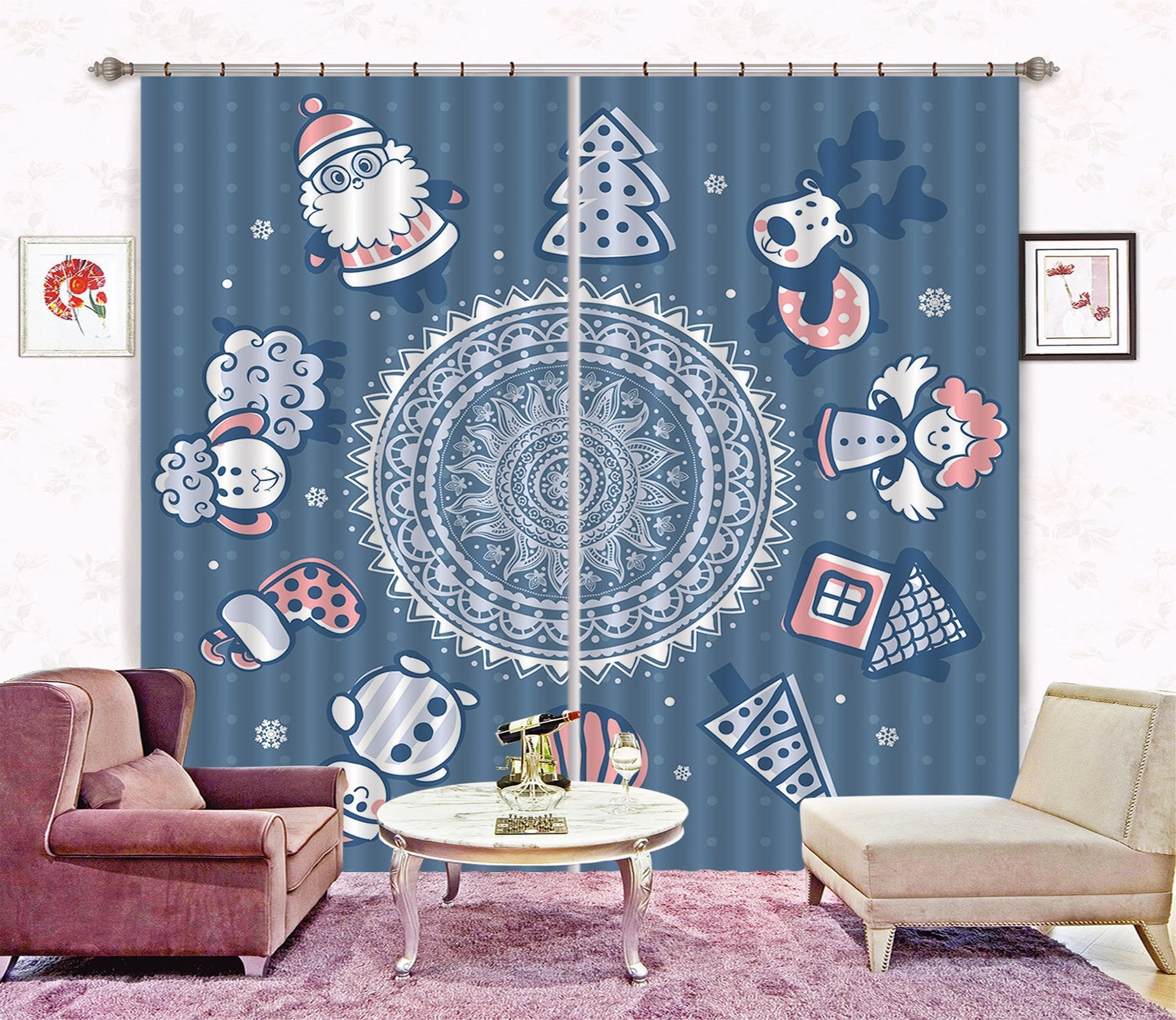 3D Cute Deer Sheep 63 Curtains Drapes Curtains AJ Creativity Home 