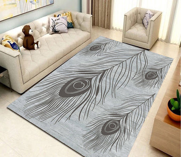 3D Gray Leaves WG088 Non Slip Rug Mat Mat AJ Creativity Home 