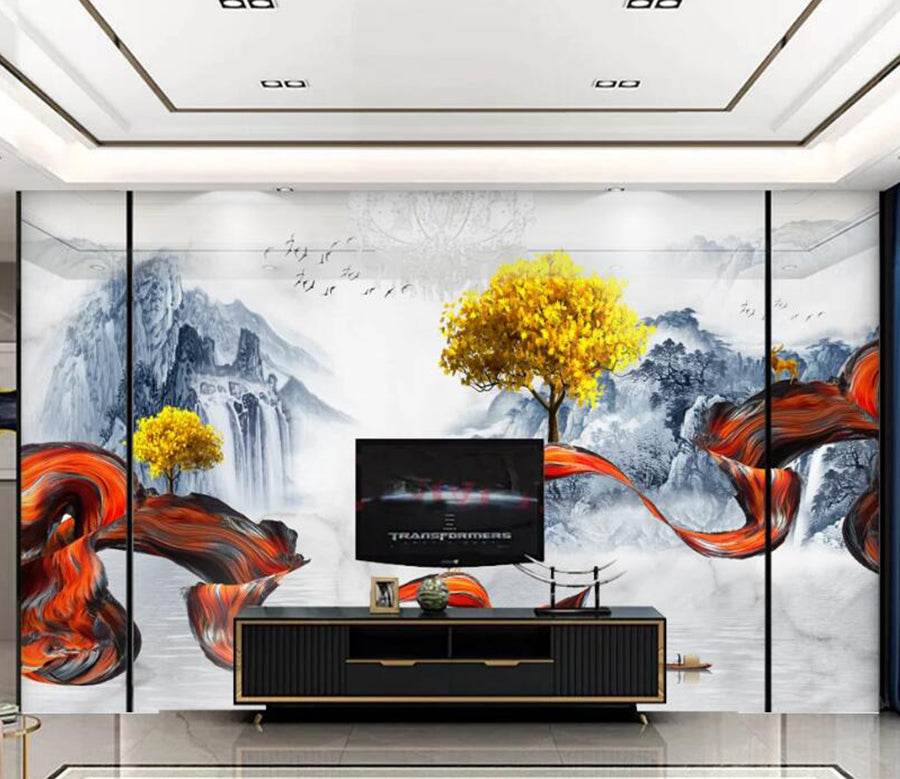 3D Ribbon Trees 220 Wall Murals