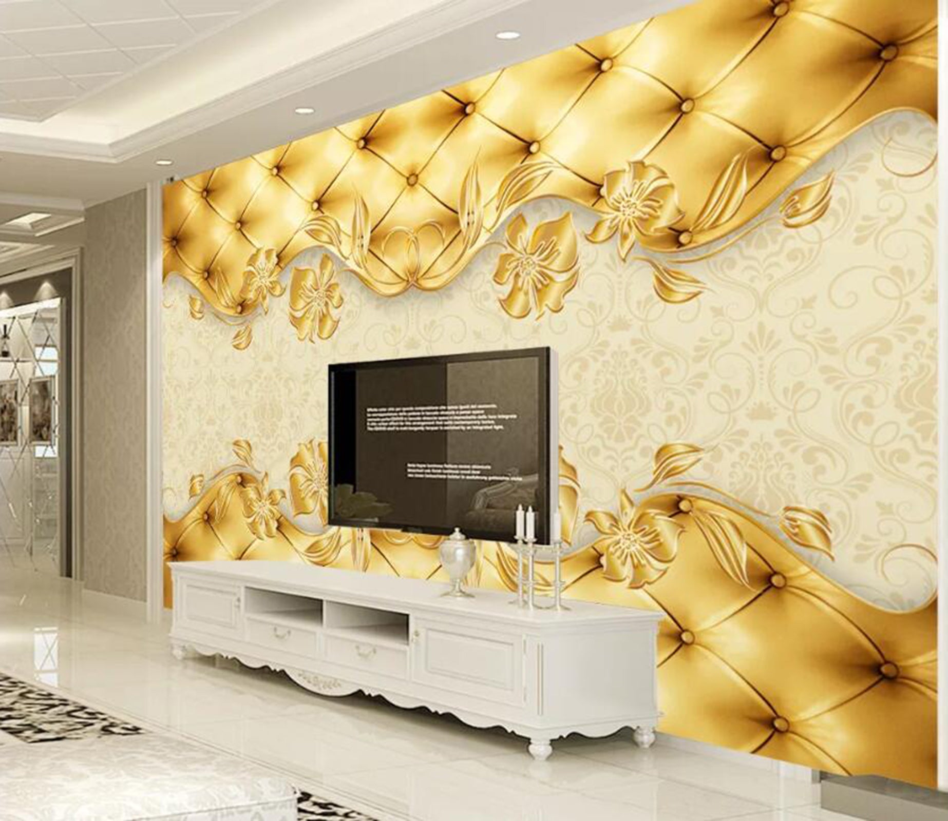 3D Golden Pattern WC74 Wall Murals Wallpaper AJ Wallpaper 2 