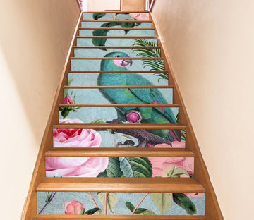 3D Rose Green Parrot 11009 Andrea Haase Stair Risers
