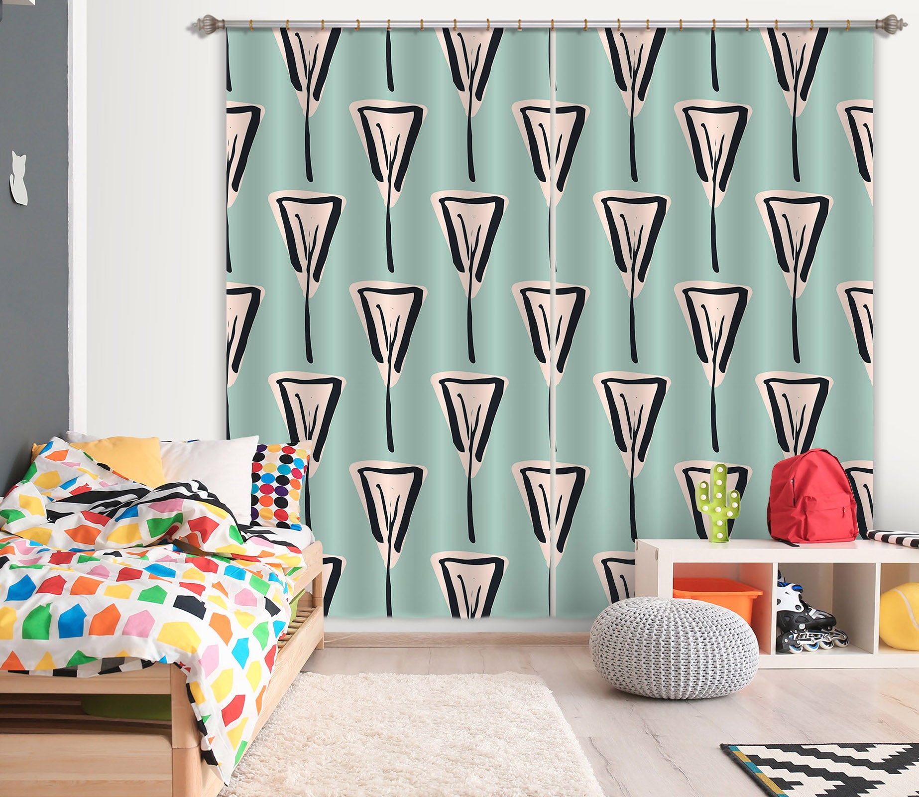 3D Flower Triangle Pattern 11132 Kashmira Jayaprakash Curtain Curtains Drapes