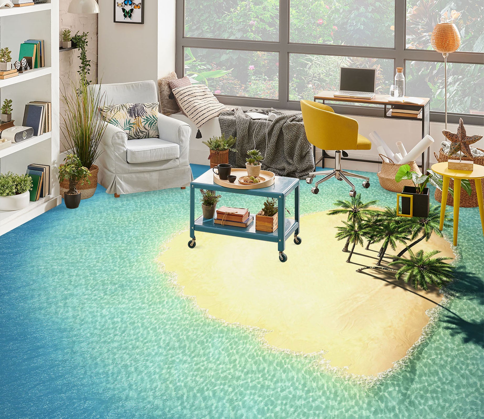 3D Love Beach 322 Floor Mural  Wallpaper Murals Rug & Mat Print Epoxy waterproof bath floor