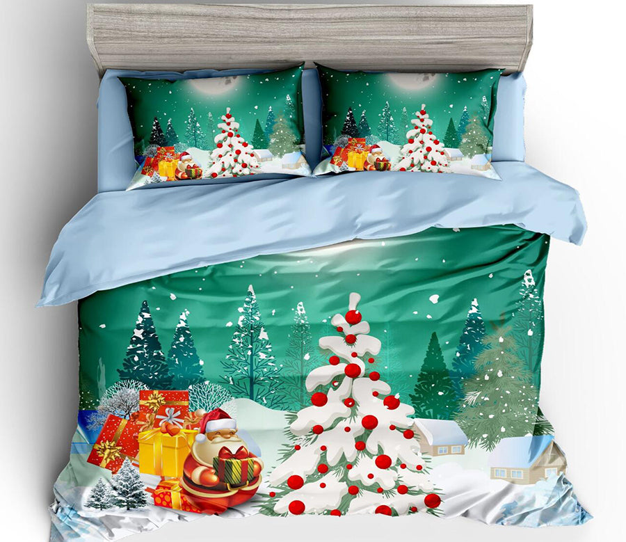 3D Snow Tree Gift 32149 Christmas Quilt Duvet Cover Xmas Bed Pillowcases