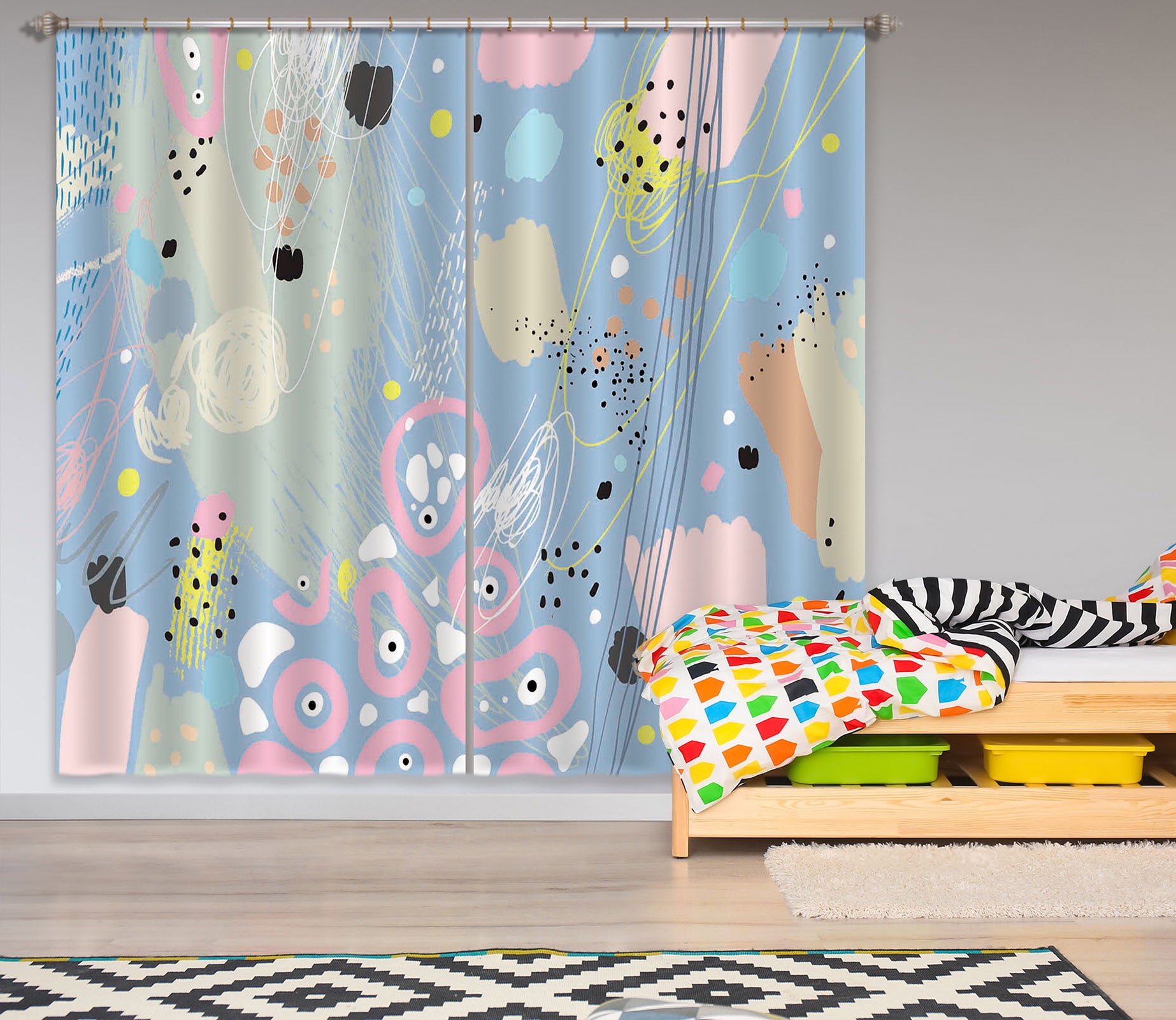 3D Color Pattern 784 Curtains Drapes