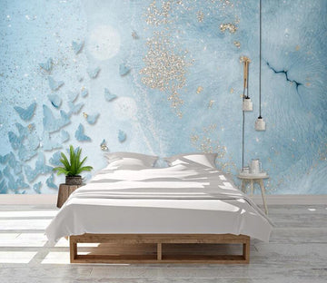 3D Blue Butterfly Swarm 1099 Wall Murals