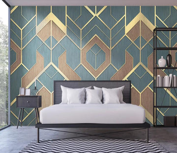3D Three-color Geometric Composition 2304 Wall Murals