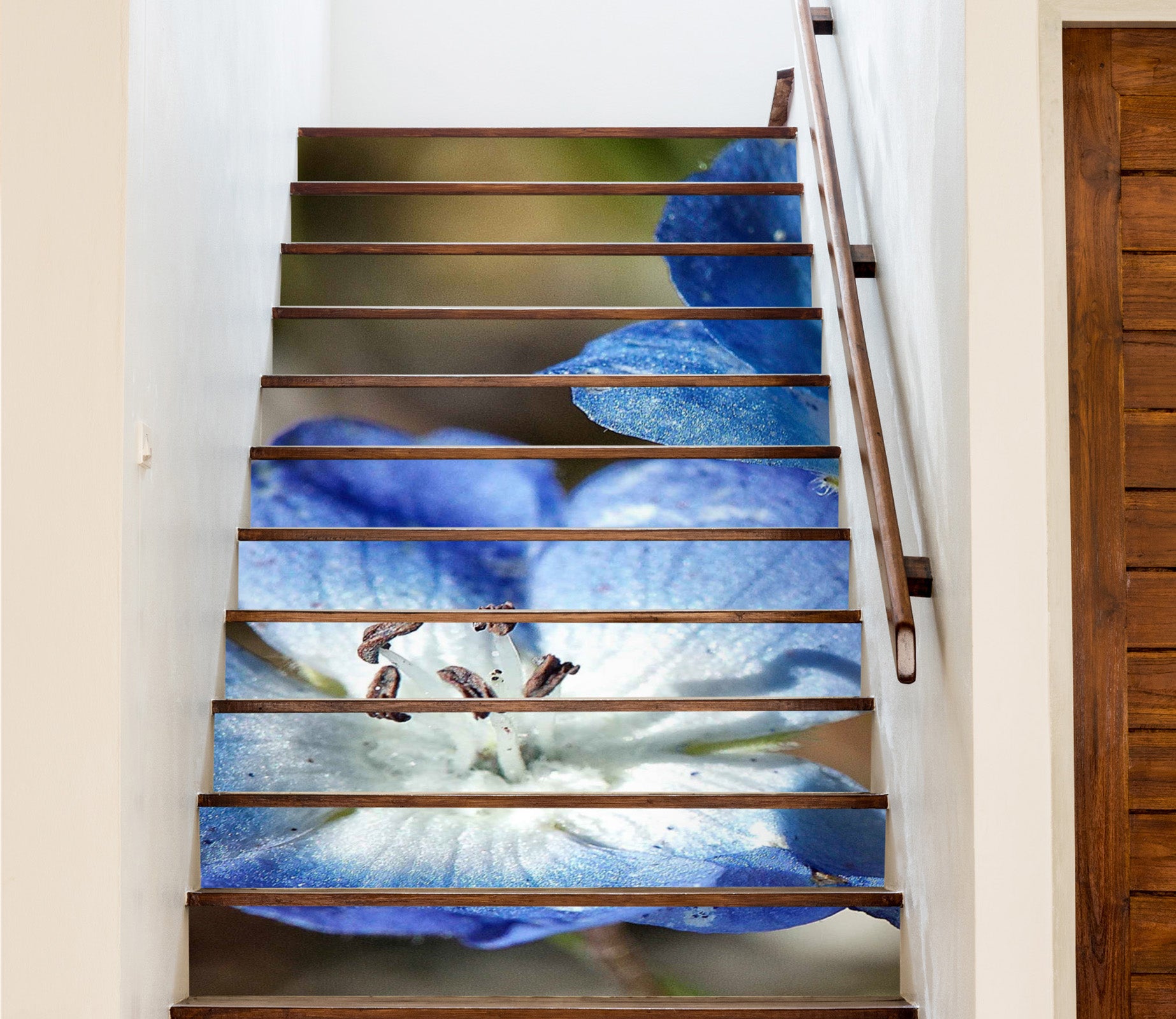 3D Blue Flowers 9486 Kathy Barefield Stair Risers
