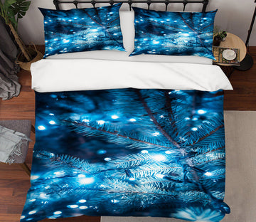3D Branches Blue Light 52209 Christmas Quilt Duvet Cover Xmas Bed Pillowcases