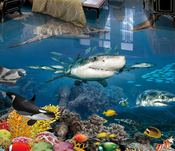 3D Deep Sea Shark WG555 Floor Mural Wallpaper AJ Wallpaper 2 