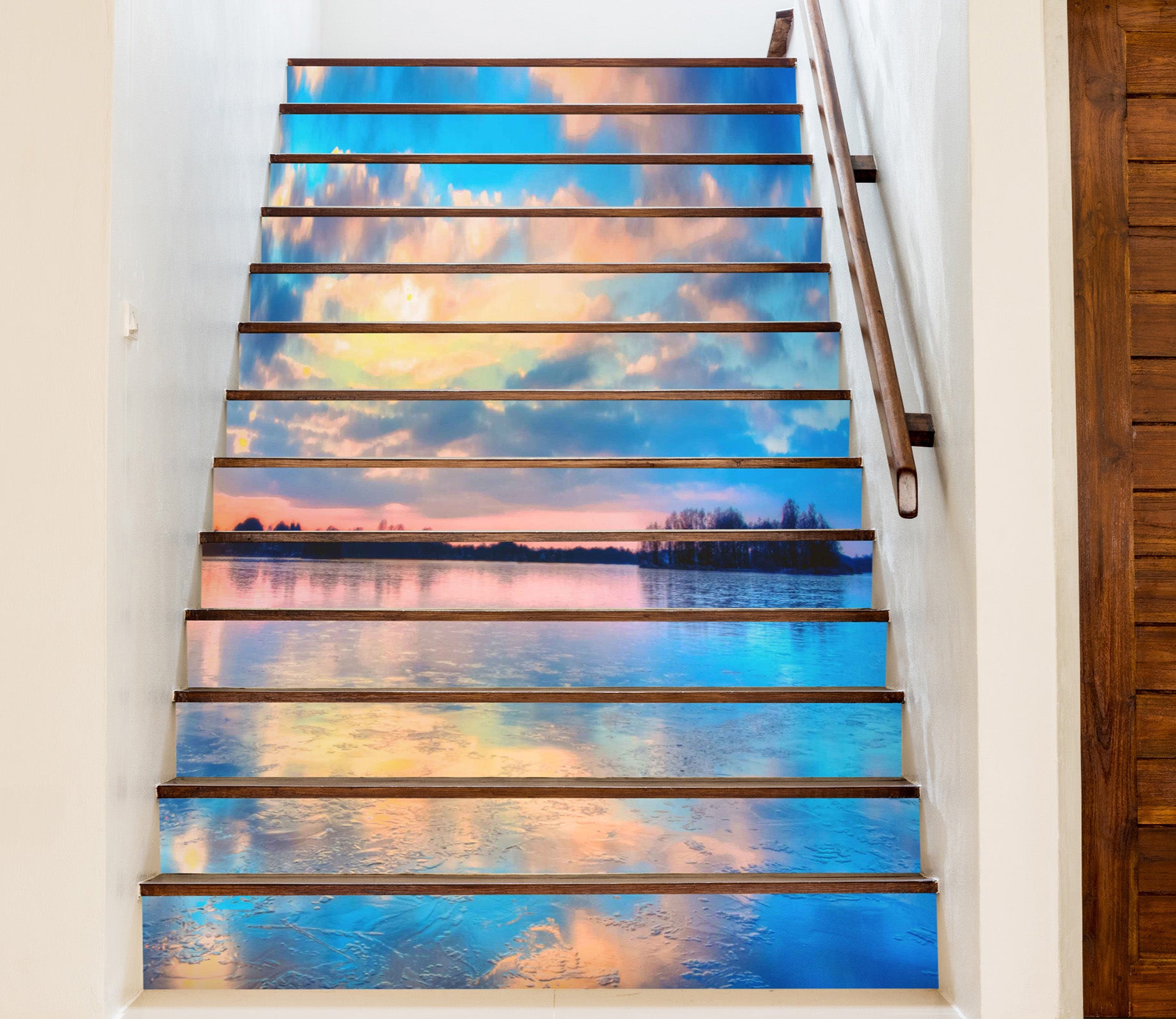3D Blue Fantasy Landscape 628 Stair Risers