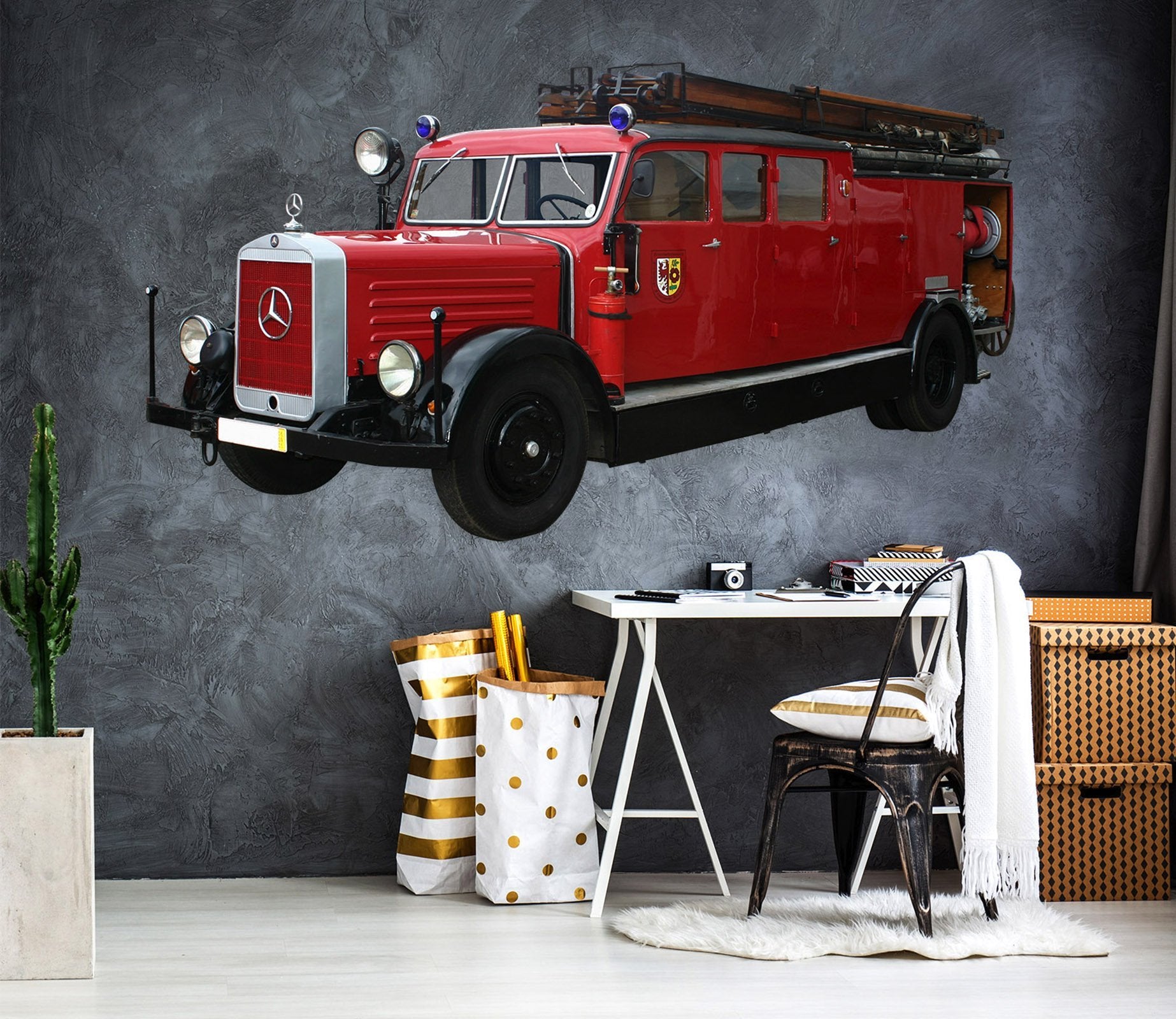 3D Fire-truck 0161 Vehicles Wallpaper AJ Wallpaper 