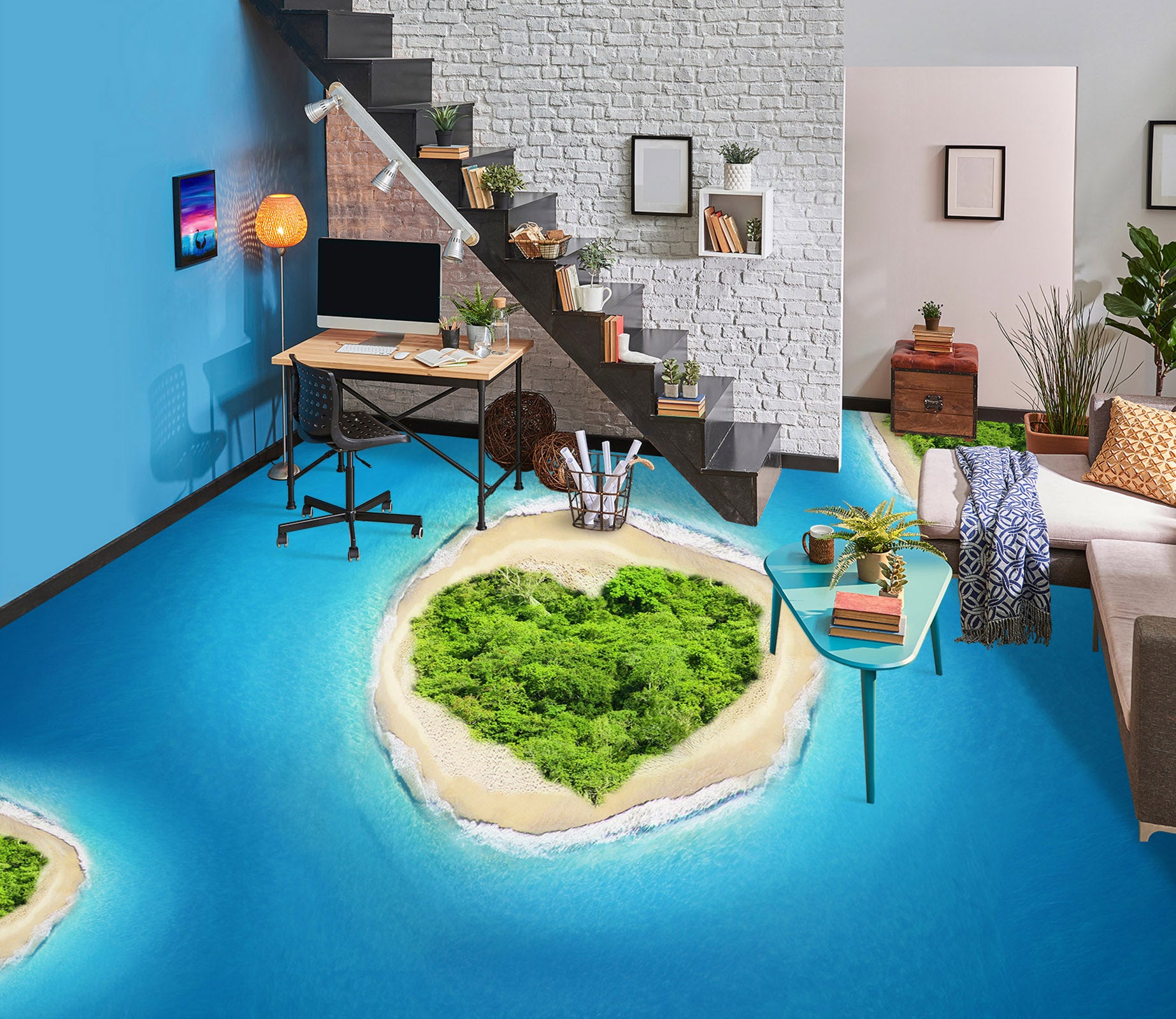 3D Love Plant Island 1450 Floor Mural  Wallpaper Murals Self-Adhesive Removable Print Epoxy