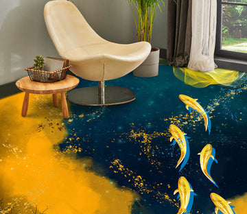 3D Noble Golden Fish 1202 Floor Mural  Wallpaper Murals Self-Adhesive Removable Print Epoxy