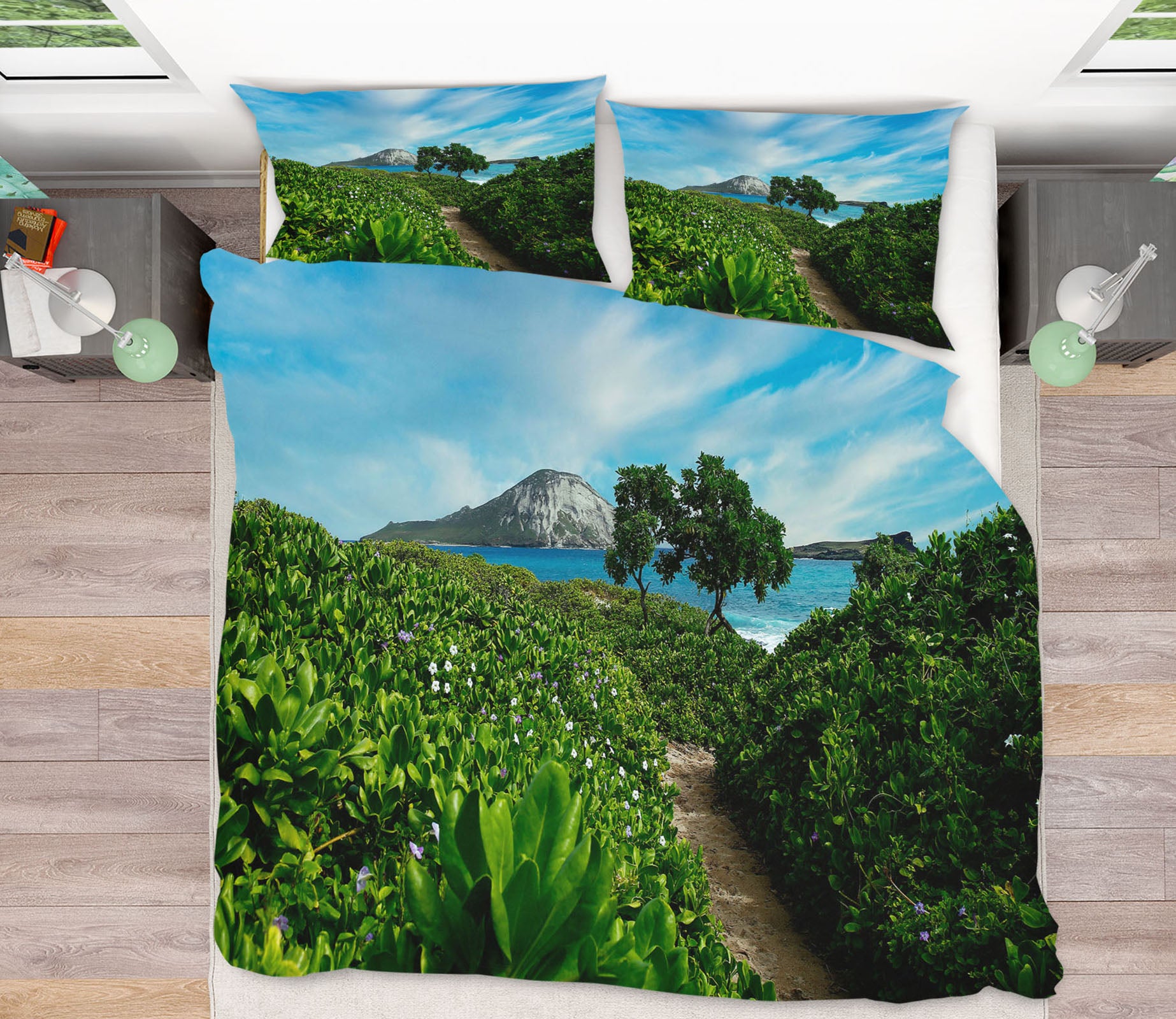 3D Grassy Tree Path 8692 Kathy Barefield Bedding Bed Pillowcases Quilt