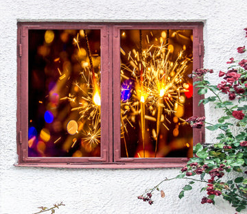 3D Fireworks Beautiful 401 Window Film Print Sticker Cling Stained Glass UV Block