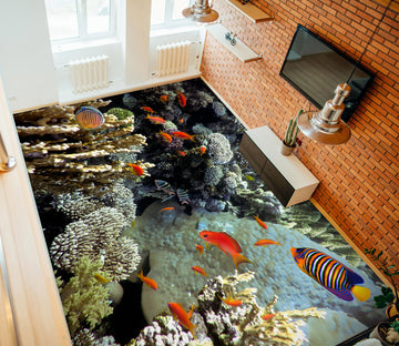 3D Color Striped Fish 613 Floor Mural  Wallpaper Murals Rug & Mat Print Epoxy waterproof bath floor