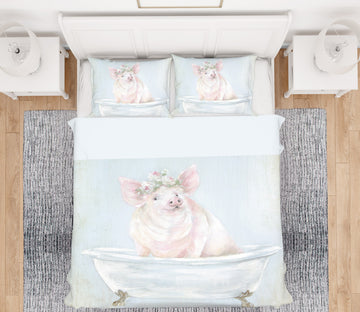 3D Wreath Pig Tub 2121 Debi Coules Bedding Bed Pillowcases Quilt
