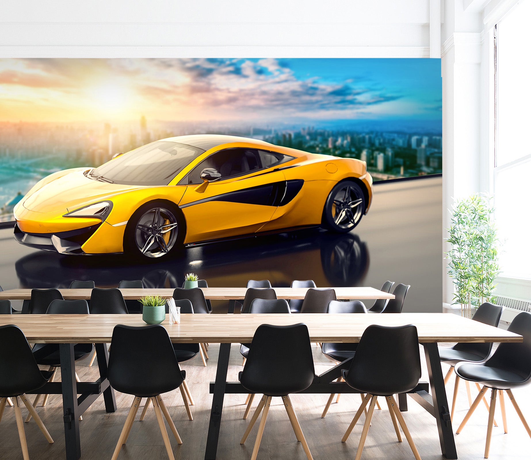 3D Sunset City Car 289 Vehicle Wall Murals