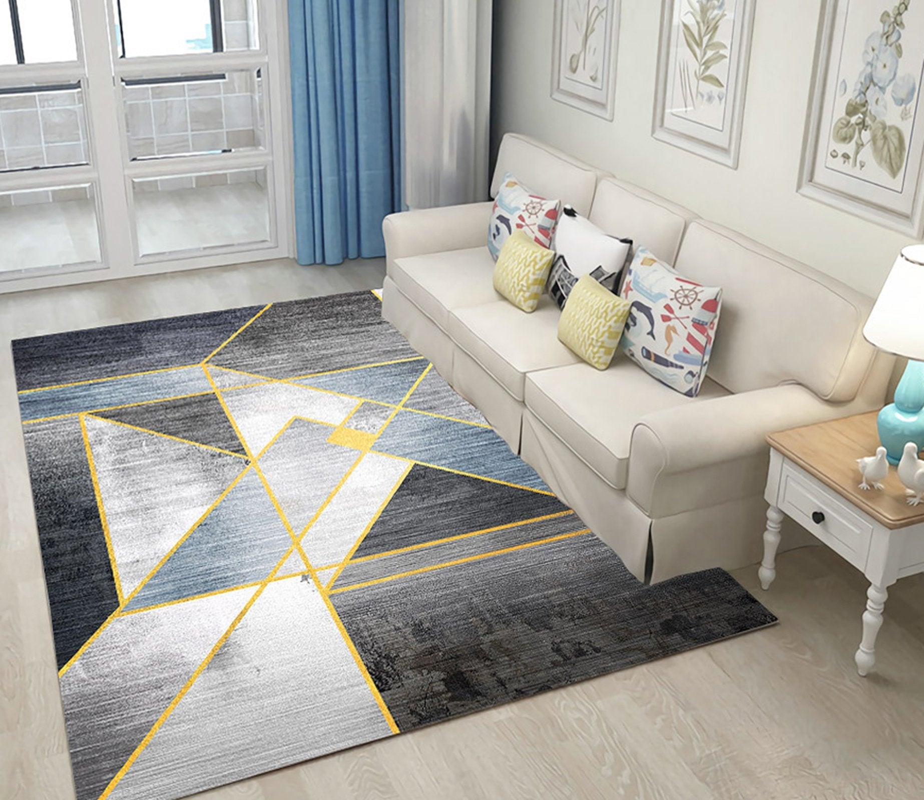 3D Color Geometry WG206 Non Slip Rug Mat Mat AJ Creativity Home 