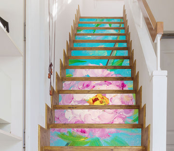 3D Pink Painted Flowers 2005 Skromova Marina Stair Risers