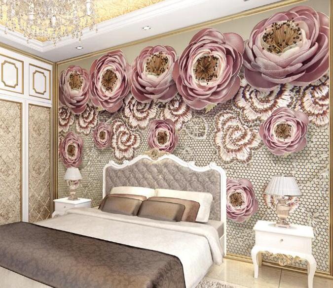 3D Purple Flowers 357 Wall Murals Wallpaper AJ Wallpaper 2 