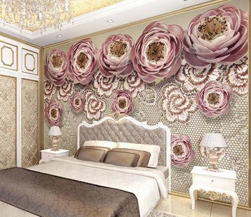 3D Purple Flowers 357 Wall Murals Wallpaper AJ Wallpaper 2 