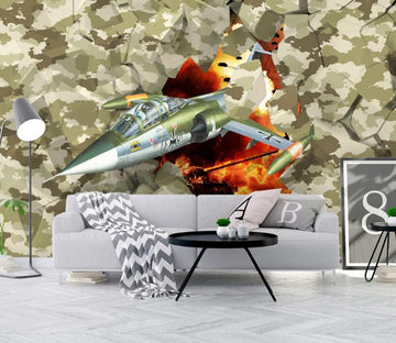 3D Flame Plane 526 Wall Murals