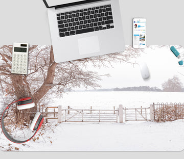 3D Snow Trees 12427 Assaf Frank Desk Mat