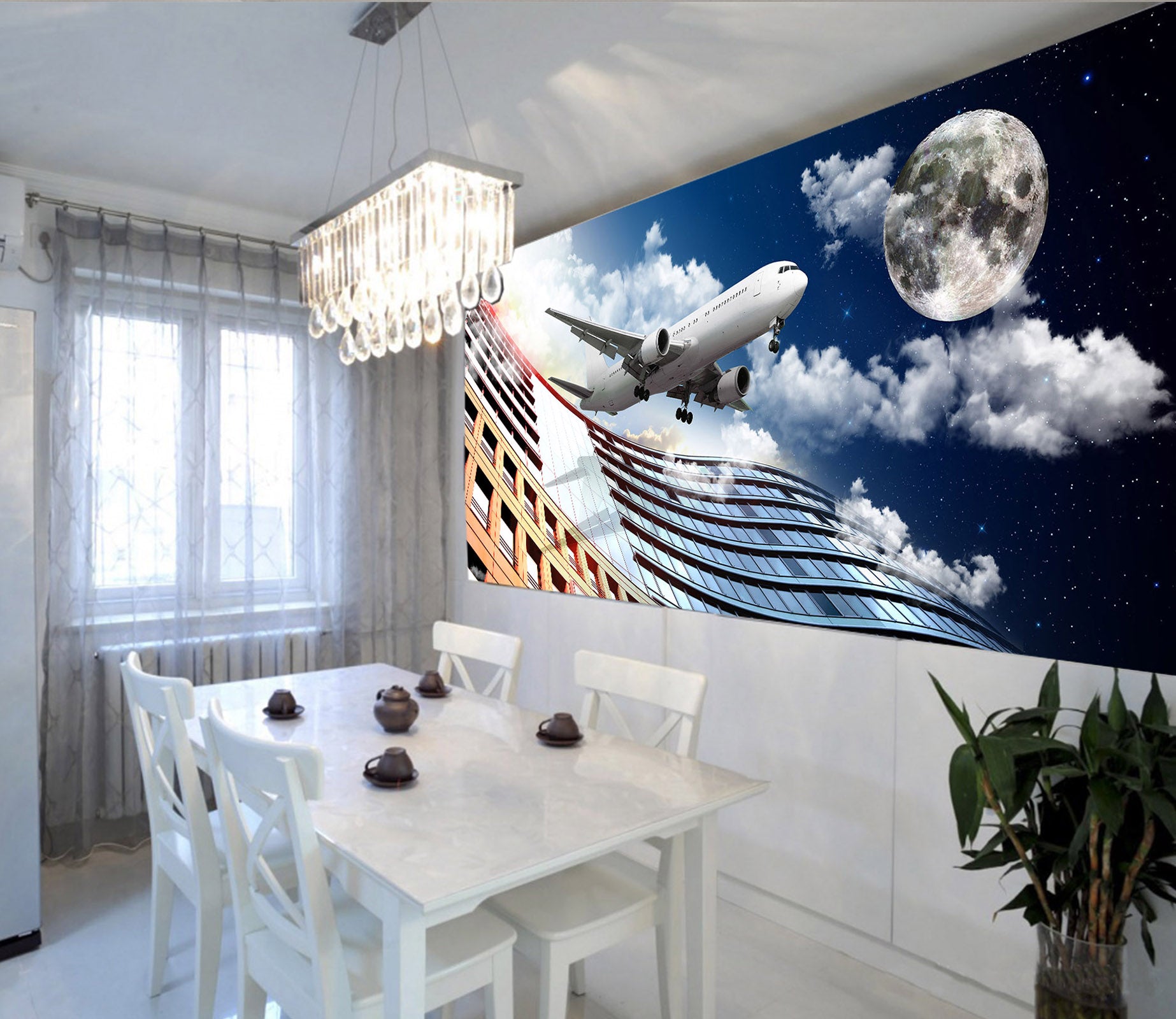 3D Moon Aircraft 269 Vehicle Wall Murals