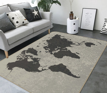 3D Gray Pattern 2004 World Map Non Slip Rug Mat