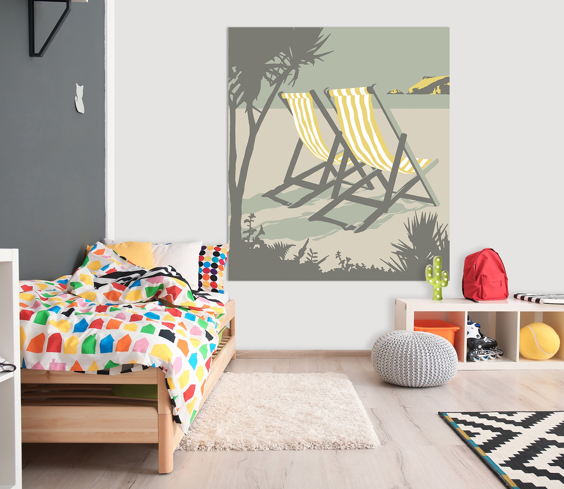 3D Polzeath Deckchairs 046 Steve Read Wall Sticker