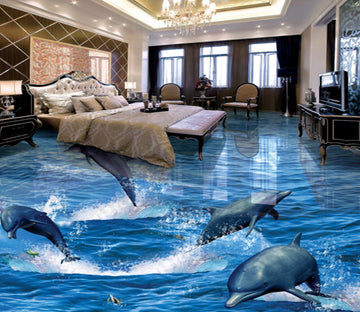 3D Regular Dolphin 338 Floor Mural  Wallpaper Murals Rug & Mat Print Epoxy waterproof bath floor