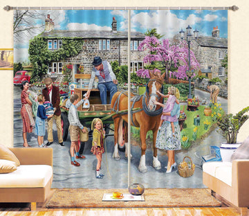 3D Petting The Horse 085 Trevor Mitchell Curtain Curtains Drapes