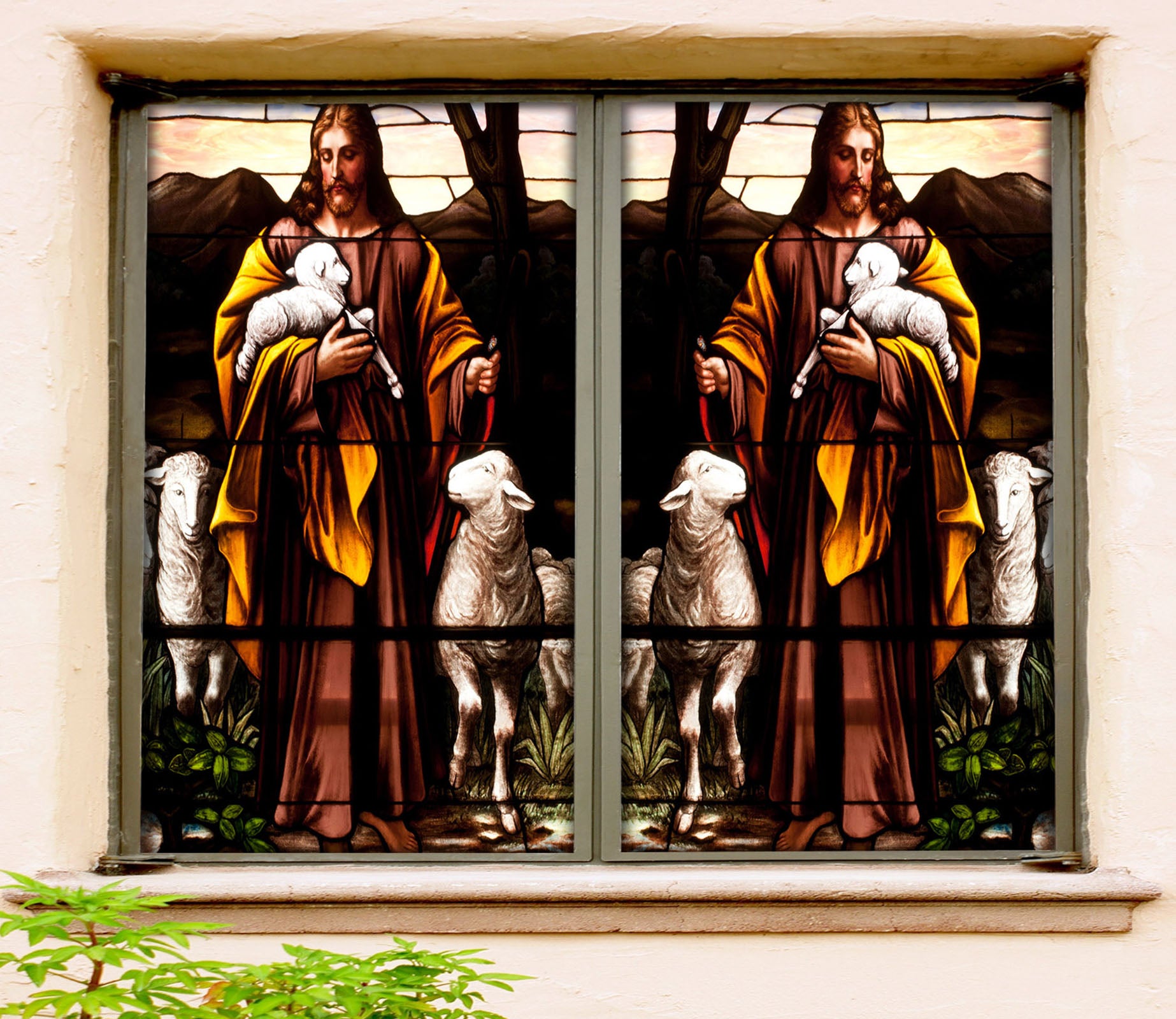 3D Little Sheep 121 Window Film Print Sticker Cling Stained Glass UV Block