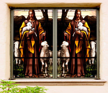 3D Little Sheep 121 Window Film Print Sticker Cling Stained Glass UV Block