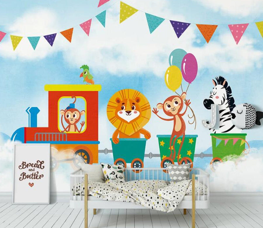 3D Animal Train 1068 Wall Murals