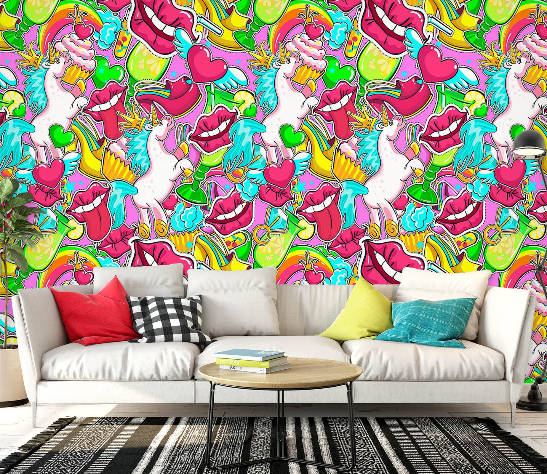 3D Cake Unicorn Lips 57065 Wall Murals