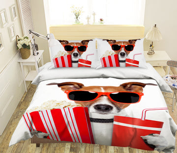 3D Puppy Glasses 006 Bed Pillowcases Quilt