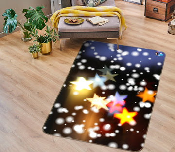 3D Color Five-Pointed Star Lights 57014 Christmas Non Slip Rug Mat Xmas