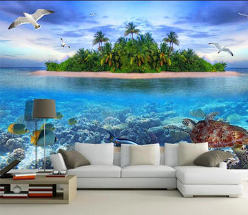 3D Seagull Turtle WC196 Wall Murals