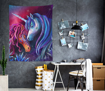 3D Unicorn Couple 5214 Rose Catherine Khan Tapestry Hanging Cloth Hang