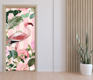 3D Flamingo Flower Bush 118126 Andrea Haase Door Mural
