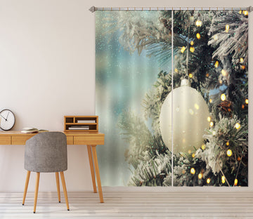3D White Ball 53082 Christmas Curtains Drapes Xmas