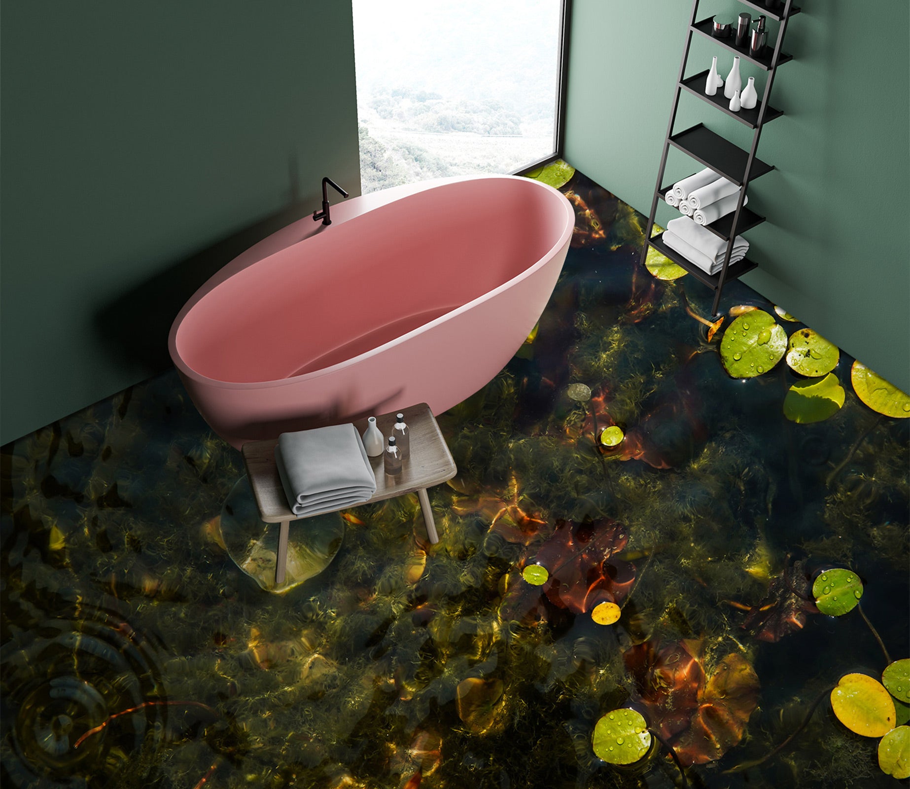 3D Green Duckweed 114 Floor Mural  Wallpaper Murals Rug & Mat Print Epoxy waterproof bath floor