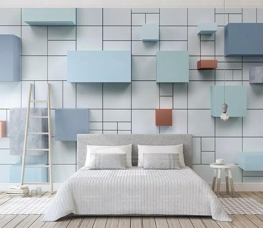 3D Blue Square WC603 Wall Murals