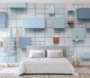 3D Blue Square WC603 Wall Murals