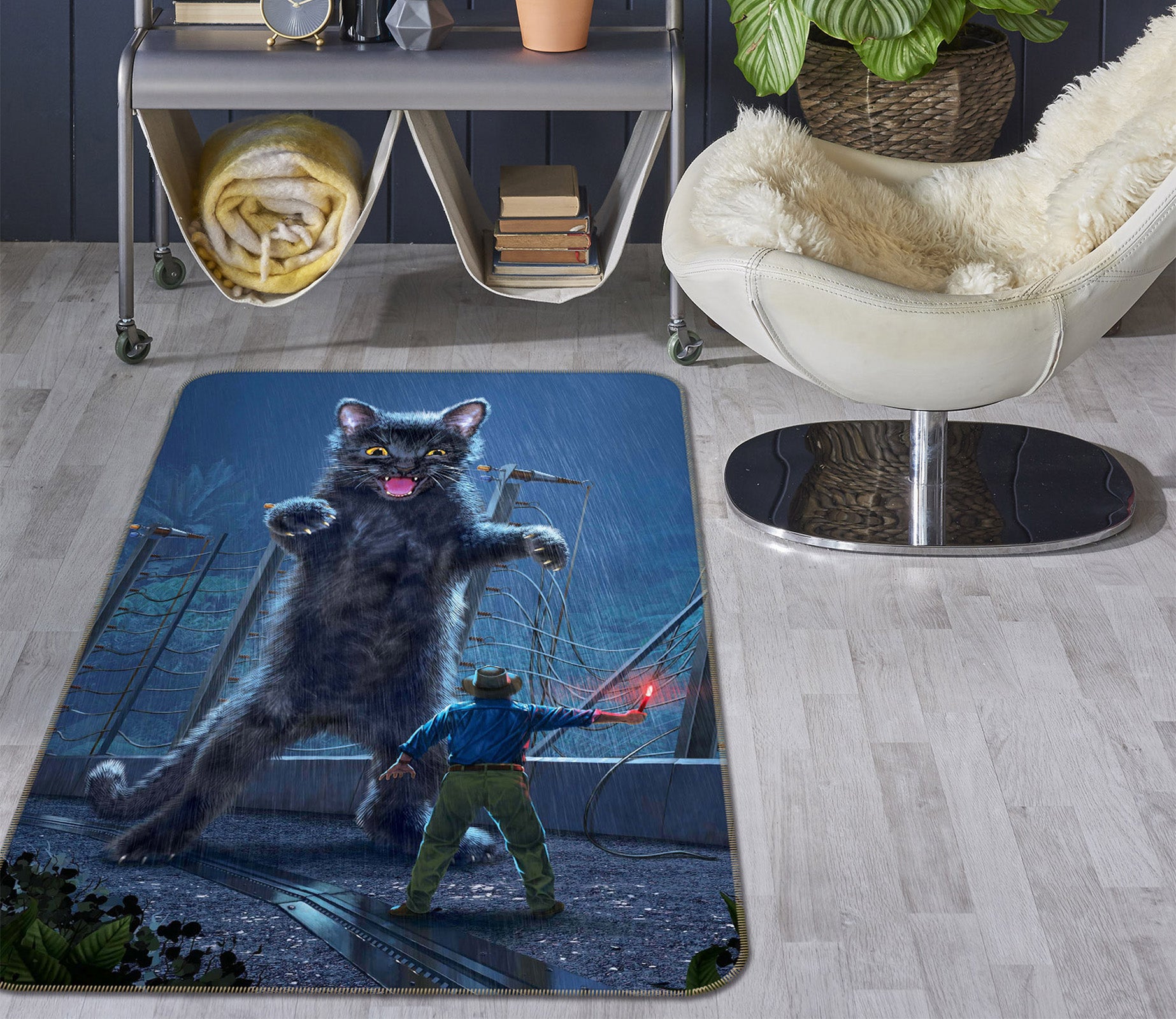 3D Jurassic Kitty 1046 Vincent Hie Rug Non Slip Rug Mat
