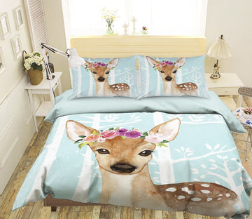 3D Sika Deer Flower 252 Uta Naumann Bedding Bed Pillowcases Quilt